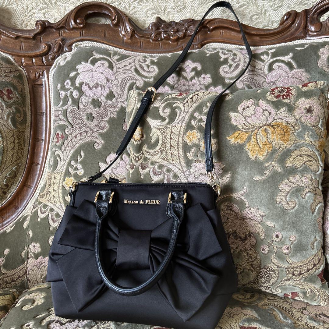 ✧美品】Maison de FLEUR୨୧ソフトリボンバッグ （BLACK