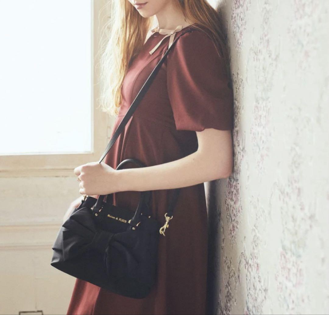 ✧美品】Maison de FLEUR୨୧ソフトリボンバッグ （BLACK