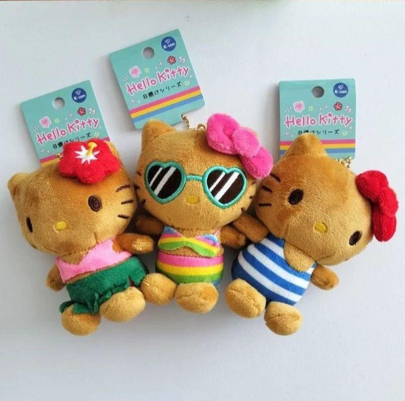 新品　日焼け　ハローキティ　ぬいぐるみ　マスコット　キーホルダー　セット 新品 日焼け ハローキティ ぬいぐるみ マスコット キーホルダー