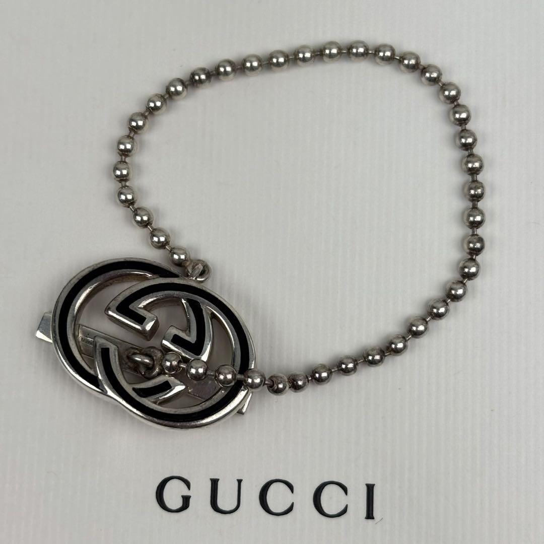 美品 グッチ インターロッキング フラワー ボールチェーン ブレスレット GUCCI ブレスレットインターロッキングフラワーボールチェーン
