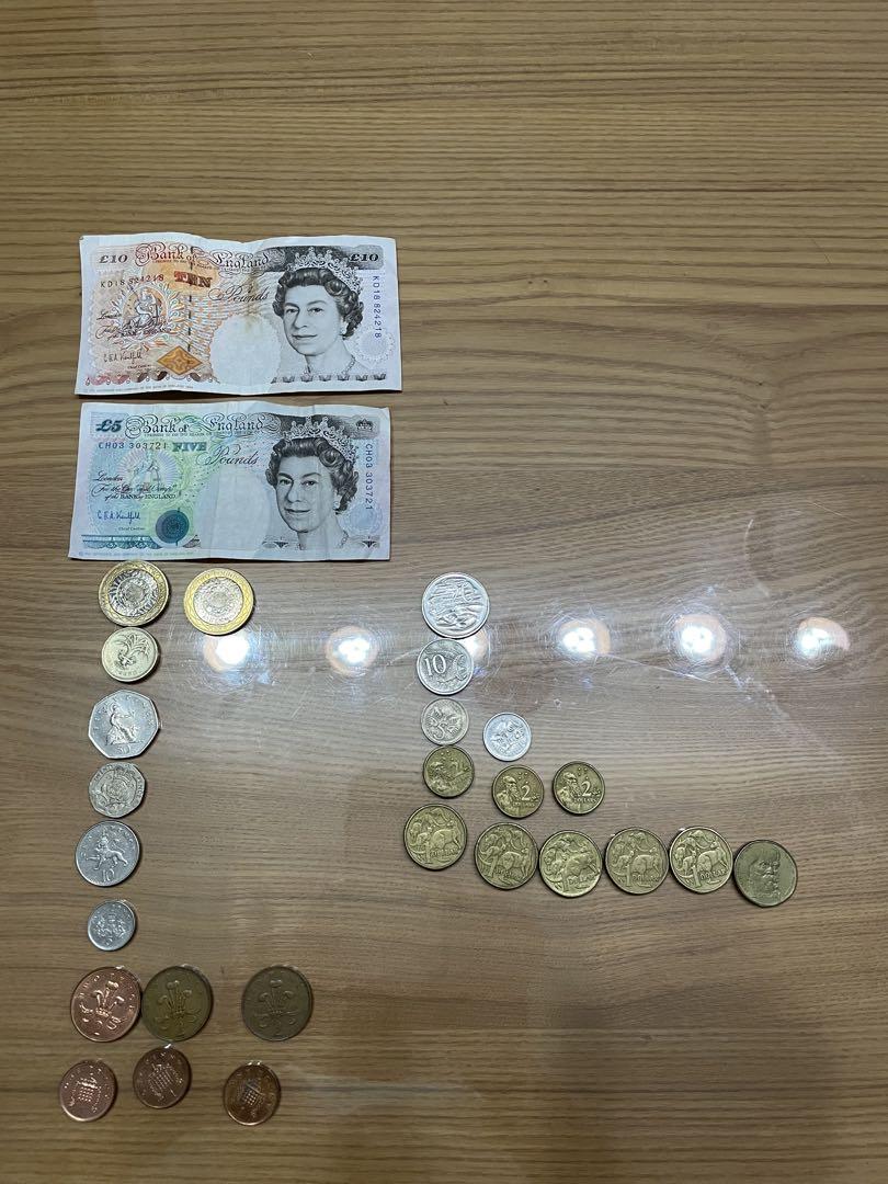 イギリス旧紙幣＆旧硬貨、オーストラリア硬貨セット コイン 古銭