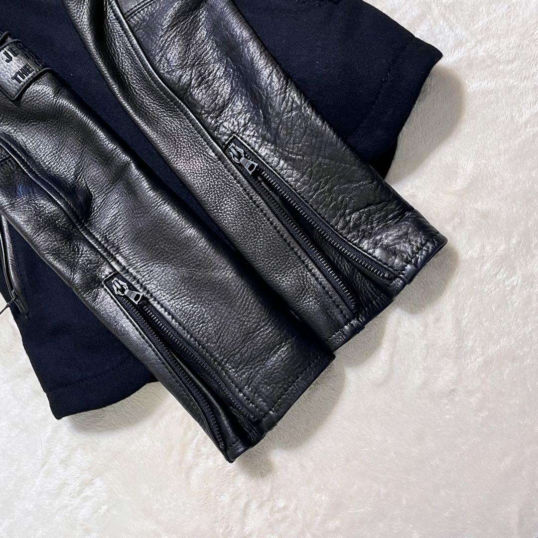 ヒステリックグラマー ワッペン スカルボタン 袖レザー スタジャン Pコート ヒステリックグラマー ワッペン スカルボタン 袖レザー スタジャン Pコート