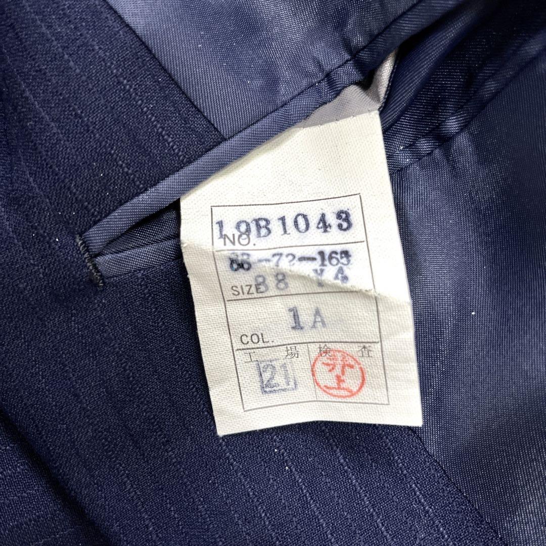 【美品】大丸 スリーピース ストライプ セットアップ スーツ S Y4 ネイビー