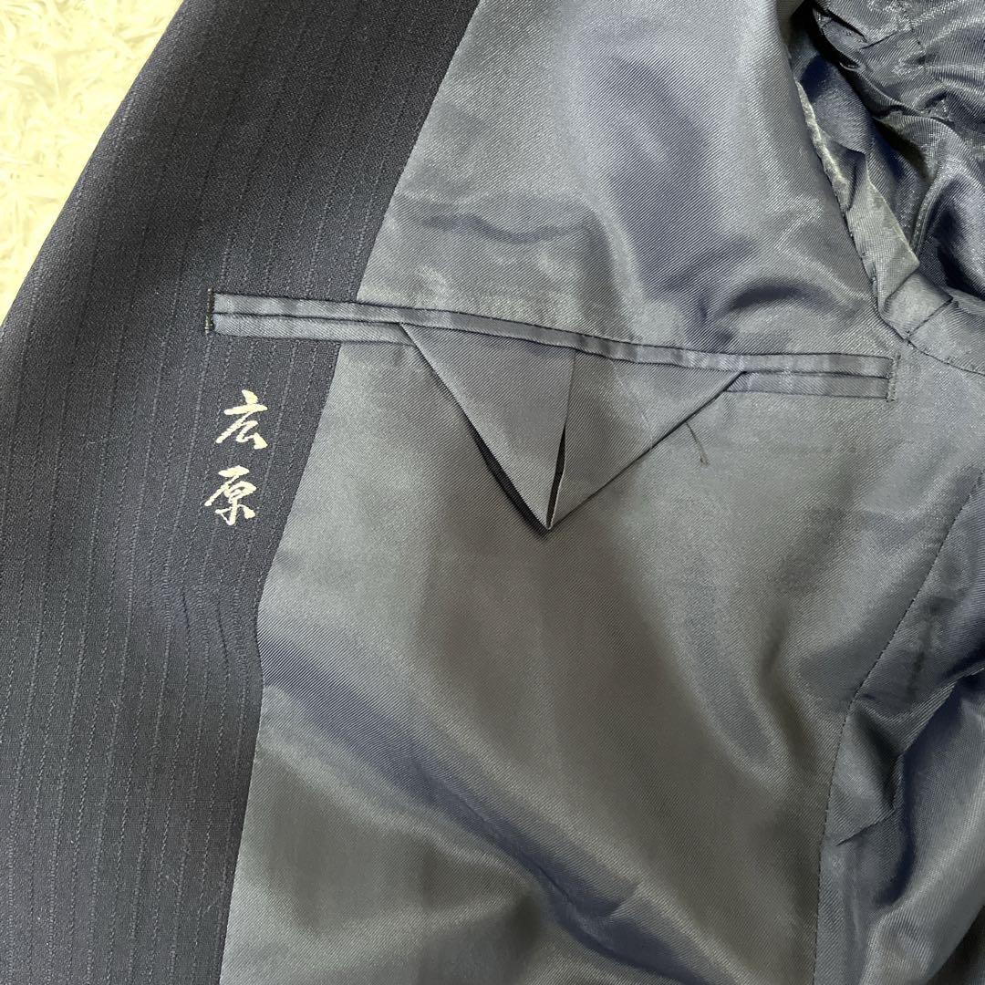 【美品】大丸 スリーピース ストライプ セットアップ スーツ S Y4 ネイビー