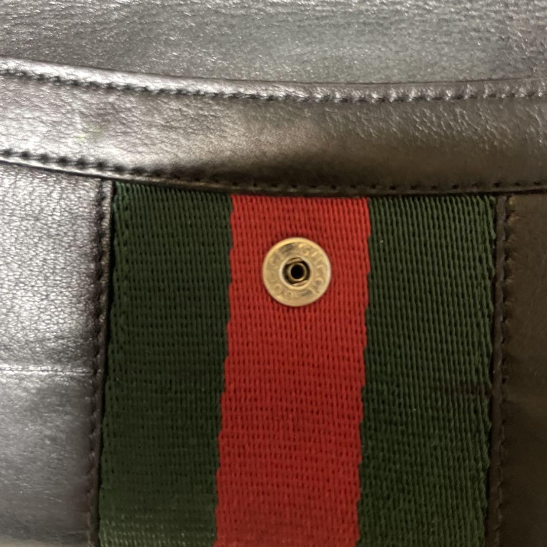 GUCCI グッチ 長財布 GG柄 シェリーライン レザー　ブラック120928