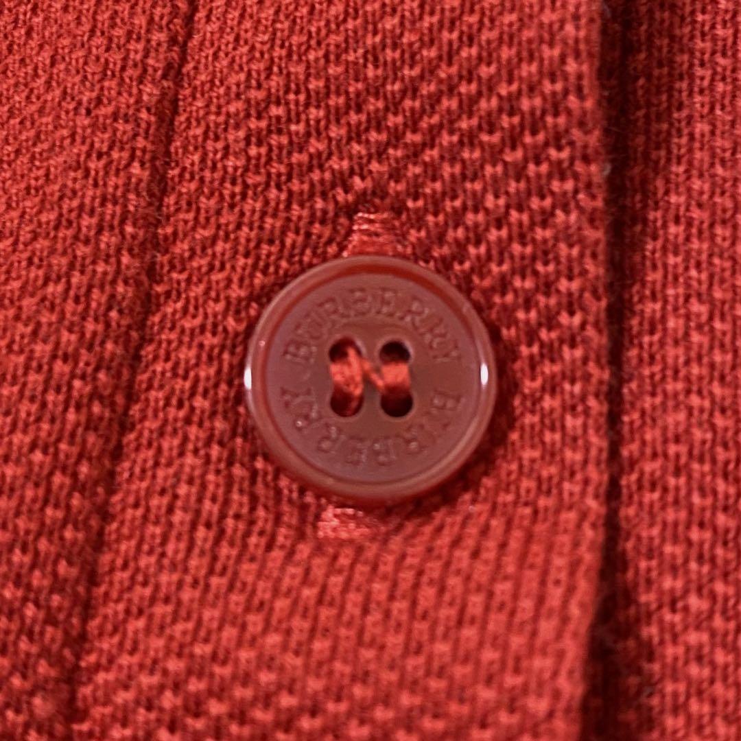 美品 バーバリー BURBERRY ポロシャツ ノバチェック レッド 刺繍