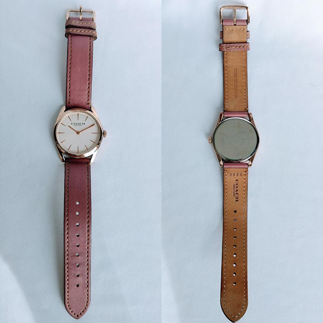 良品 COACHコーチ レディース腕時計アイボリー＆ピンク 品がある