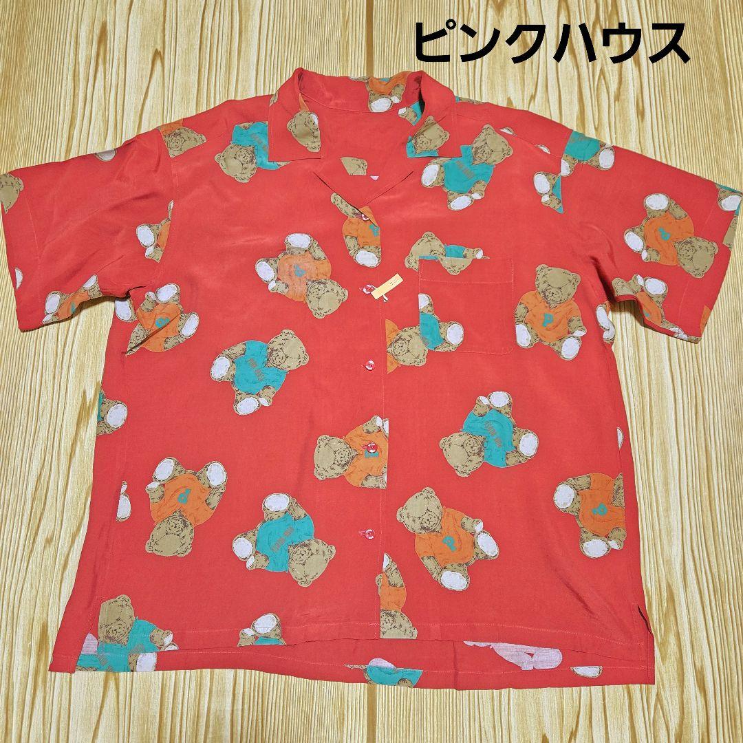 【クリーニング済み】90s レトロ オールド ピンクハウス くま アロハシャツ