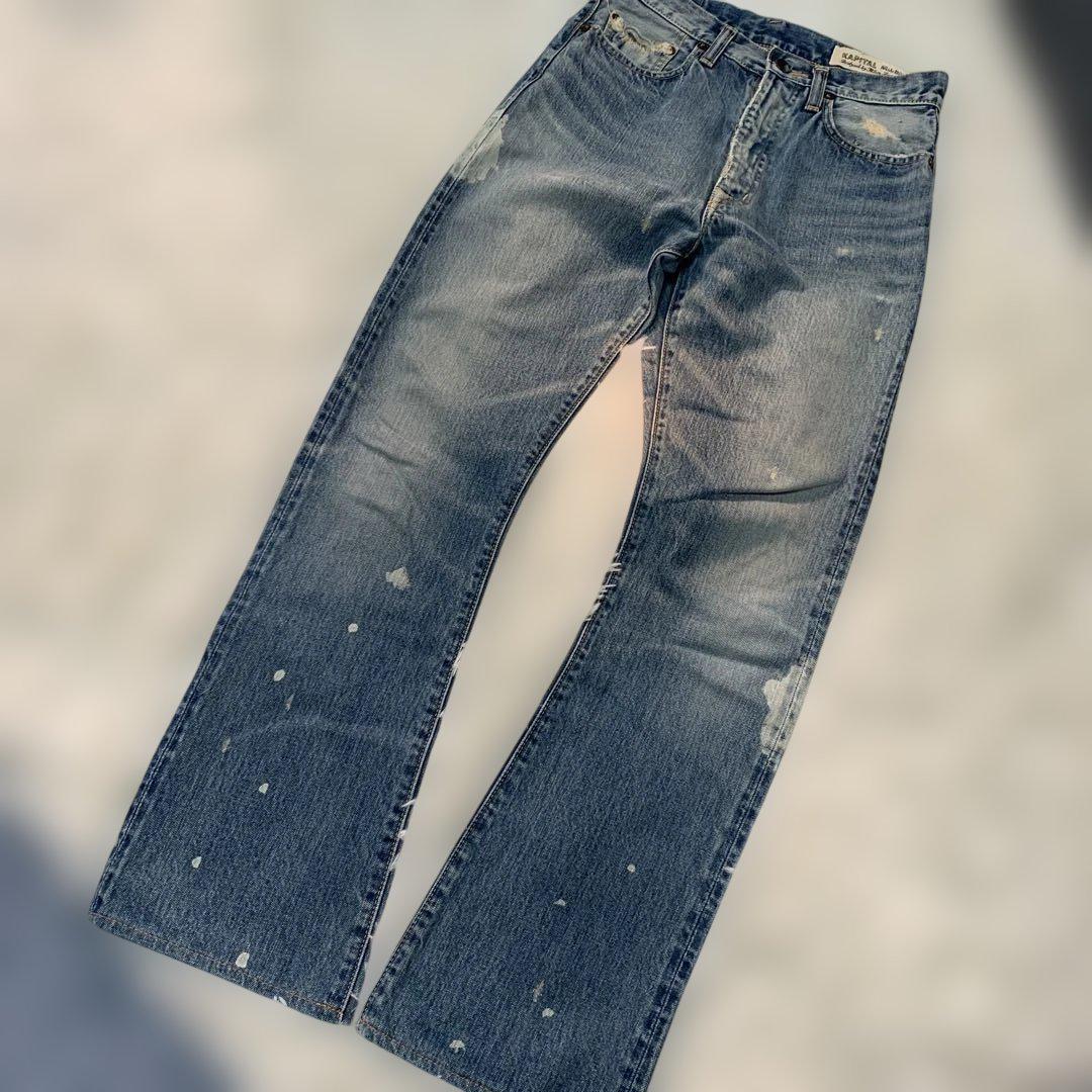 キャピタル 岡山御津工場産 デザインデニムパンツ ストレート 28