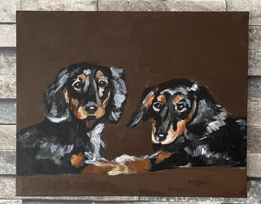 アクリル画 ミニチュアダックス  犬 動物 アクリル画 ミニチュアダックス 犬 動物