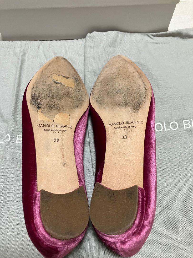 極美品　MANOLO BLAHNIKマノロブラニク　ハンギシフラットパンプス