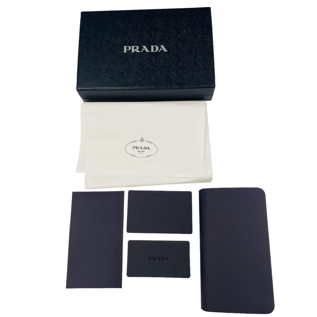 PRADA 二つ折り 1ML225 サフィアーノ ブラック 極美品 プラダ 二つ折り財布 財布 レディース SAFFIANO METAL ブラック