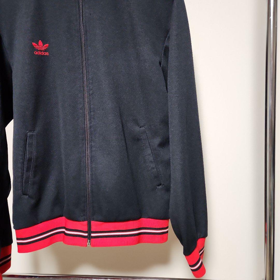 80s adidas アディダス デサント トラックジャケット ブラック×レッド - メルカリ