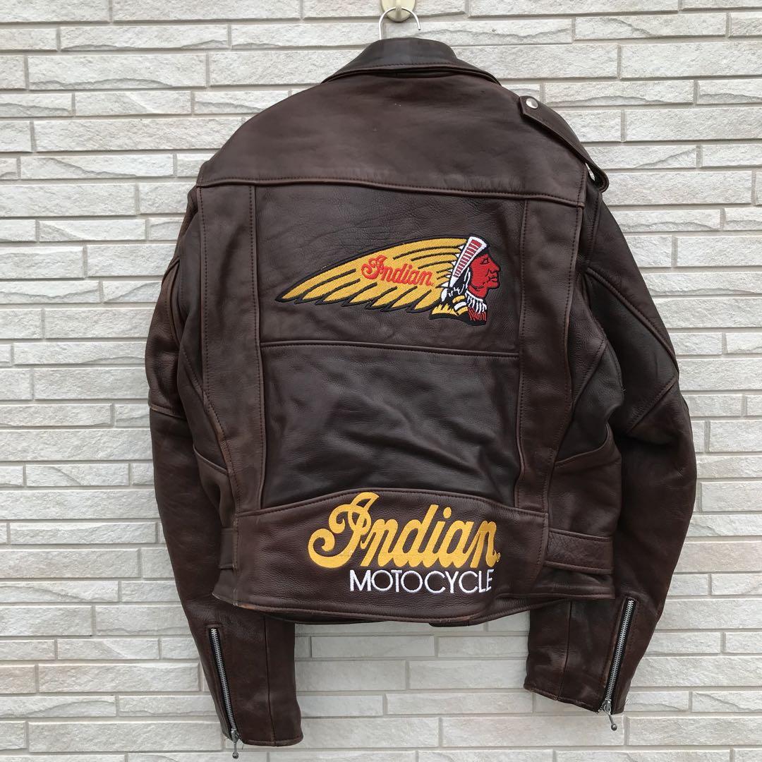 インディアンモーターサイクル　ダブルライダース　ブラウン　46　刺繍