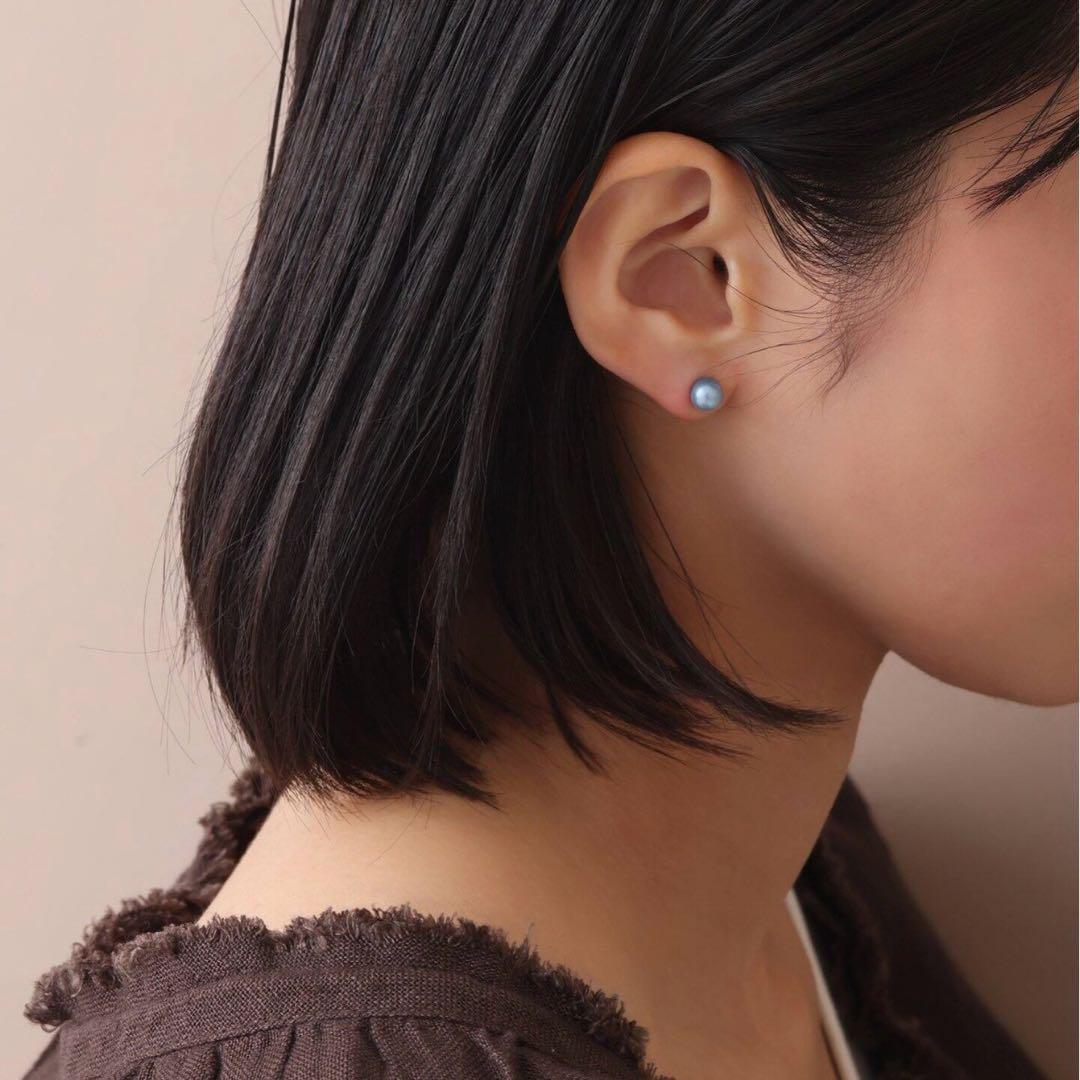 Lilas インディゴパール1粒ピンピアスK10(両耳)