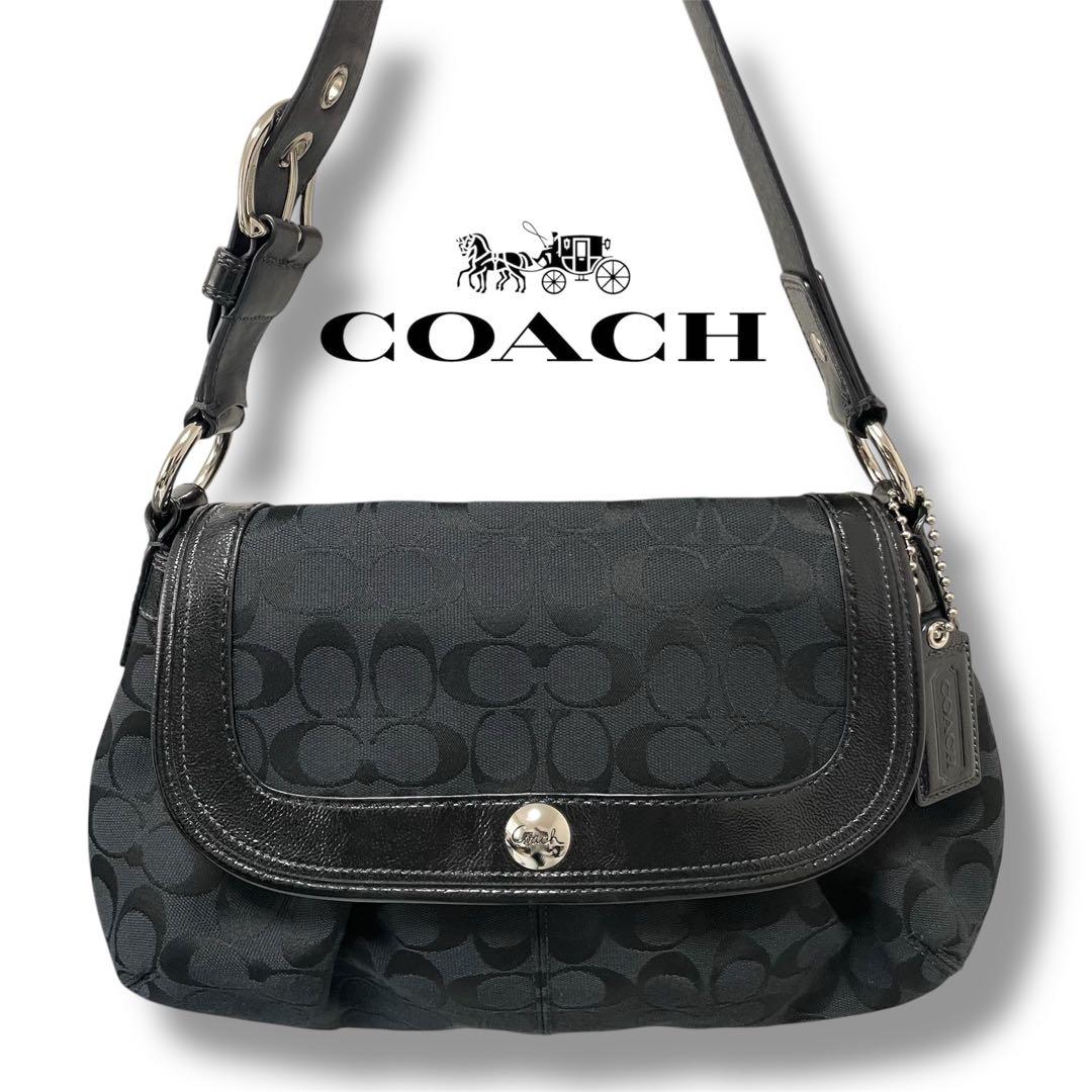 COACH コーチ シグネチャー ワンショルダーバッグ 肩掛け ブラック