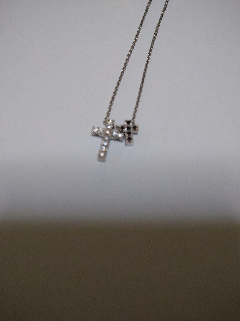 ポンテヴェキオ ダイヤモンド ネックレス K18WG ダブルクロス