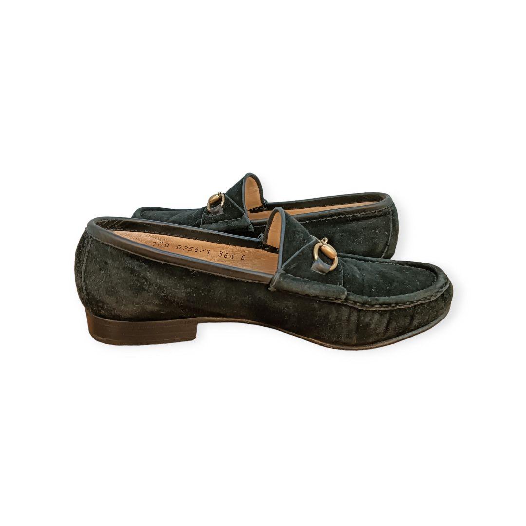 GUCCI グッチ メンズ レディース モカシン ブラック 黒 スエード 23