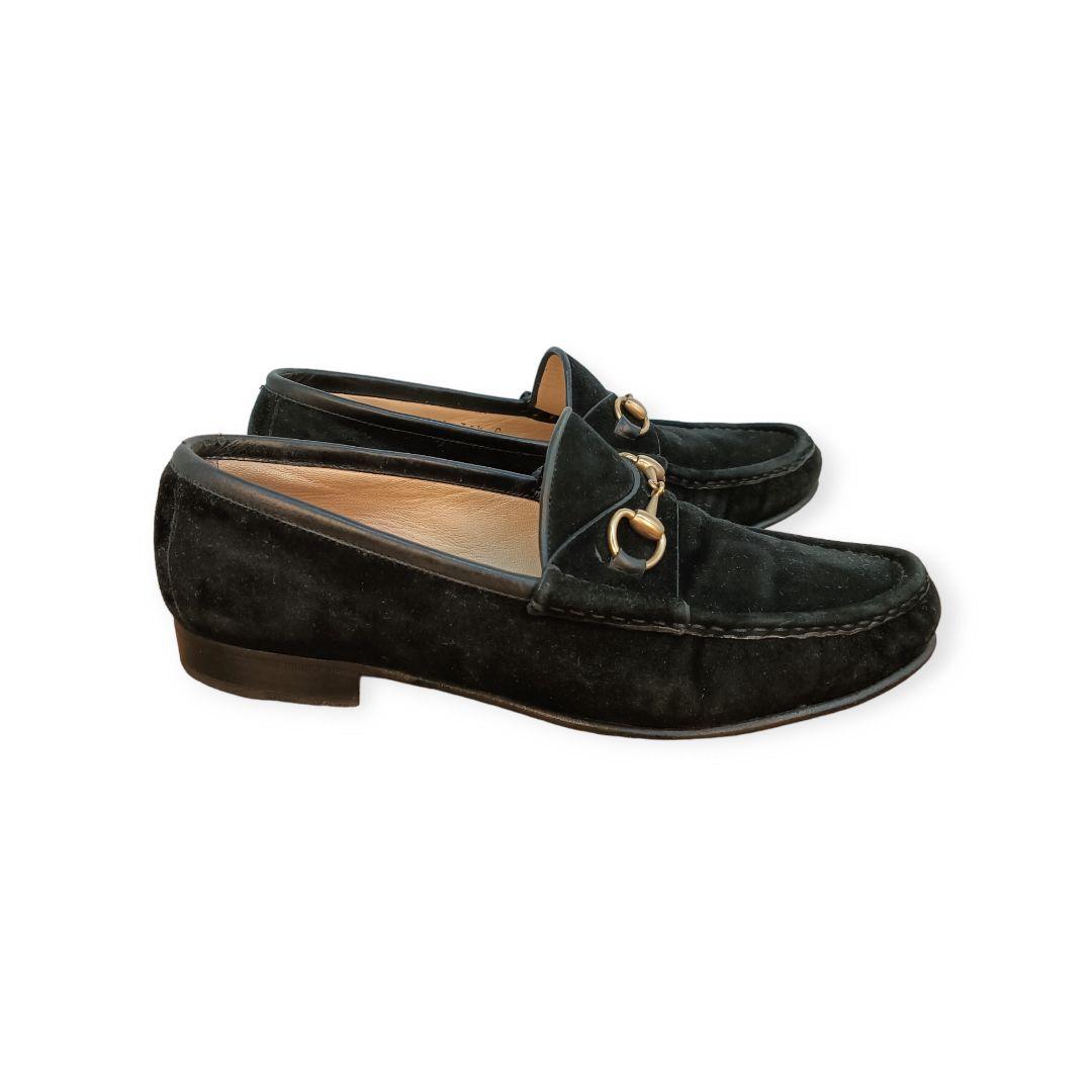 GUCCI グッチ メンズ レディース モカシン ブラック 黒 スエード 23