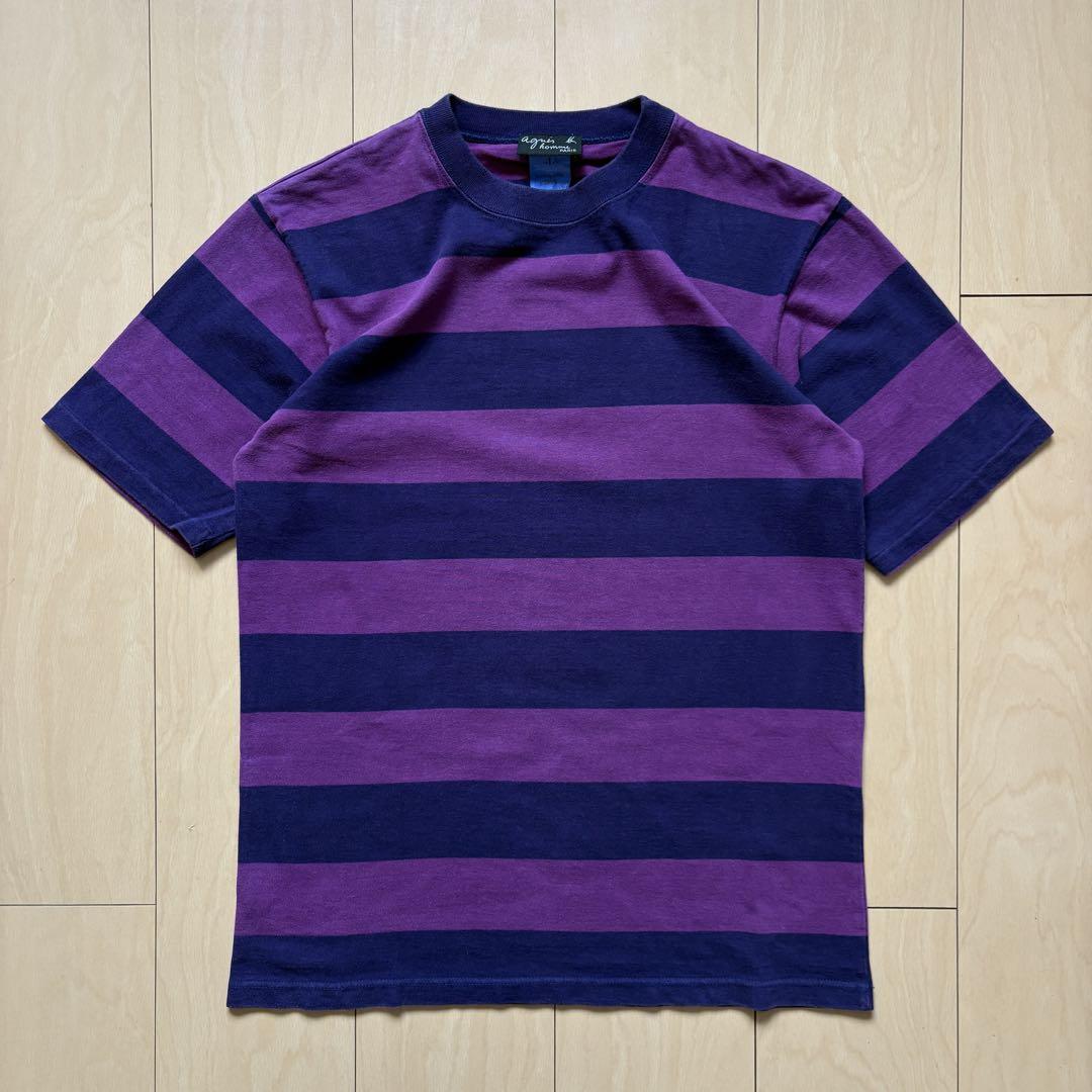 アニエスベー 半袖 Tシャツ ボーダー パープルトップス