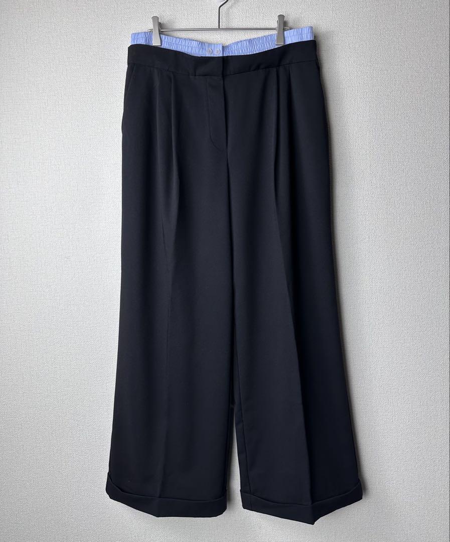 ZARA ザラ　スラックス　ワイドパンツ　レイヤード　ダブルウエストバンドパンツ