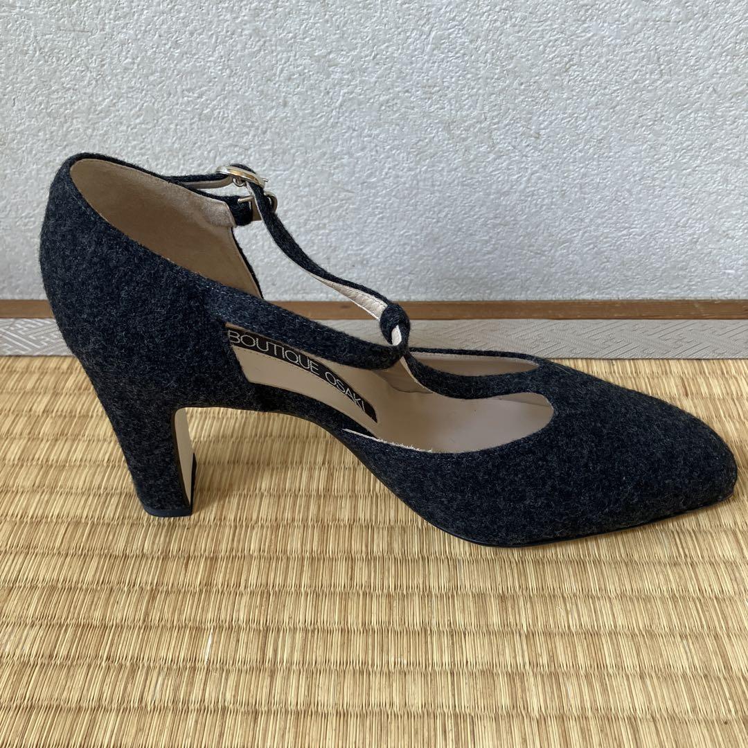 選ぶなら ダークグレー OSAKI BOUTIQUE Tストラップ 23.5 ハイヒール 靴