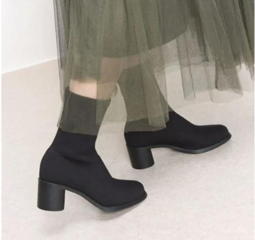 カンペール　meda　ショートブーツ　36　黒　ニット素材