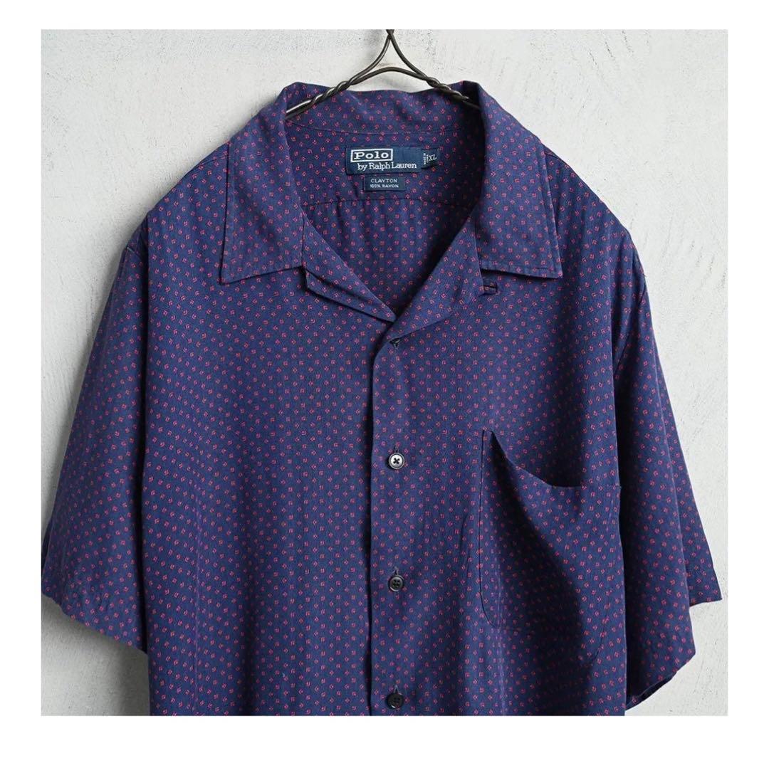 90s Ralph Lauren 開襟 オープン シャツ レーヨンXL LL Polo By Ralph Lauren