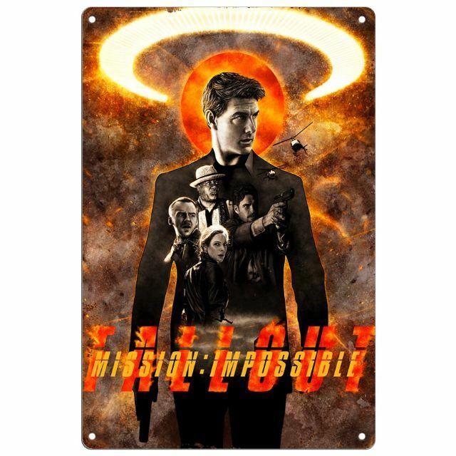 【激レア】映画ミッション・インポッシブル　非売品アンティーク風　ブリキプレート 映画 ミッション: インポッシブル トム・クルーズ ブリキ看板