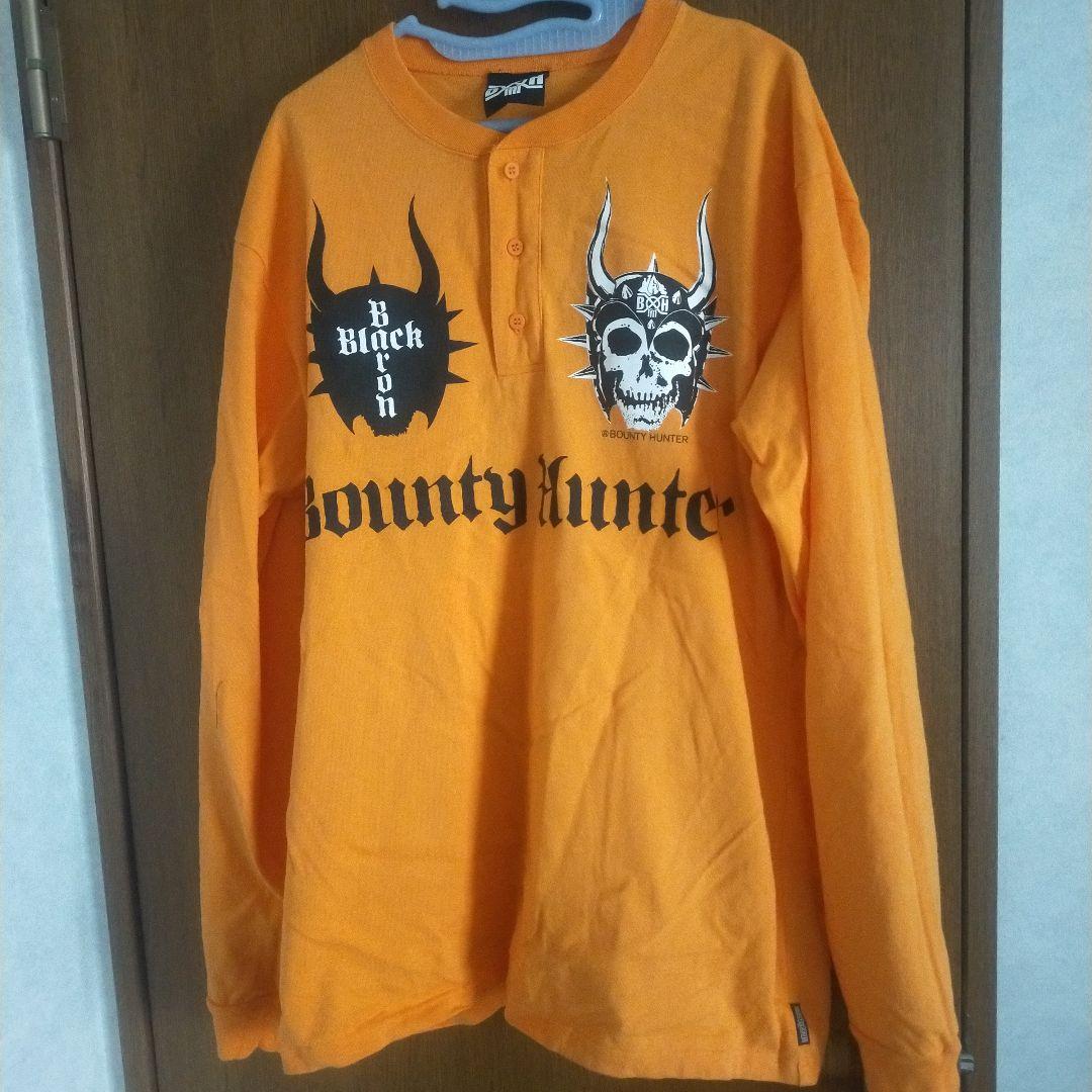 Bounty Hunter オレンジ長袖カットソー　ヘンリーネック　ロンＴ