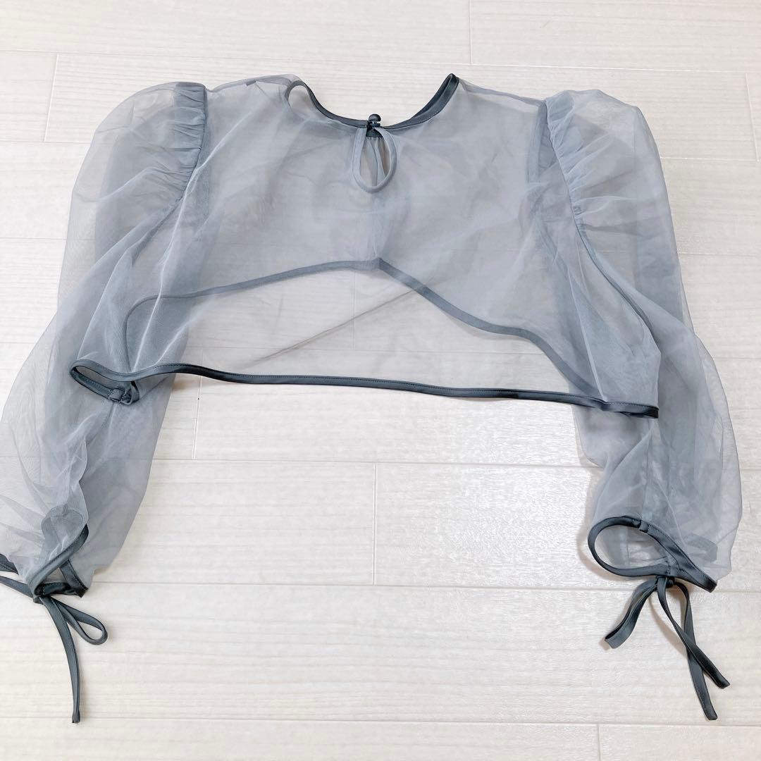 スカート リボンパフスリーブボレロ花柄マーメイドドレス leja Mサイズ グレーM・Leja