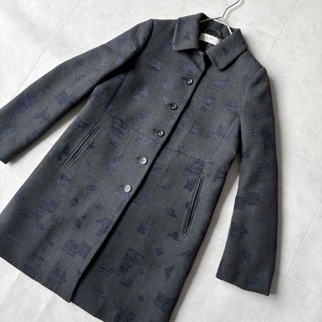 Paul Smith グレー ウールコート M 美品✨Paul Smith ジオメトリックウールロングコート グレー 40