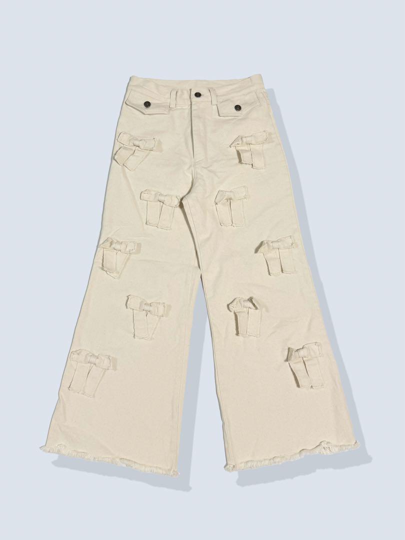 POPPY】あさぎーにょ MANY RIBBON DENIM PANTS 生成 - メルカリ