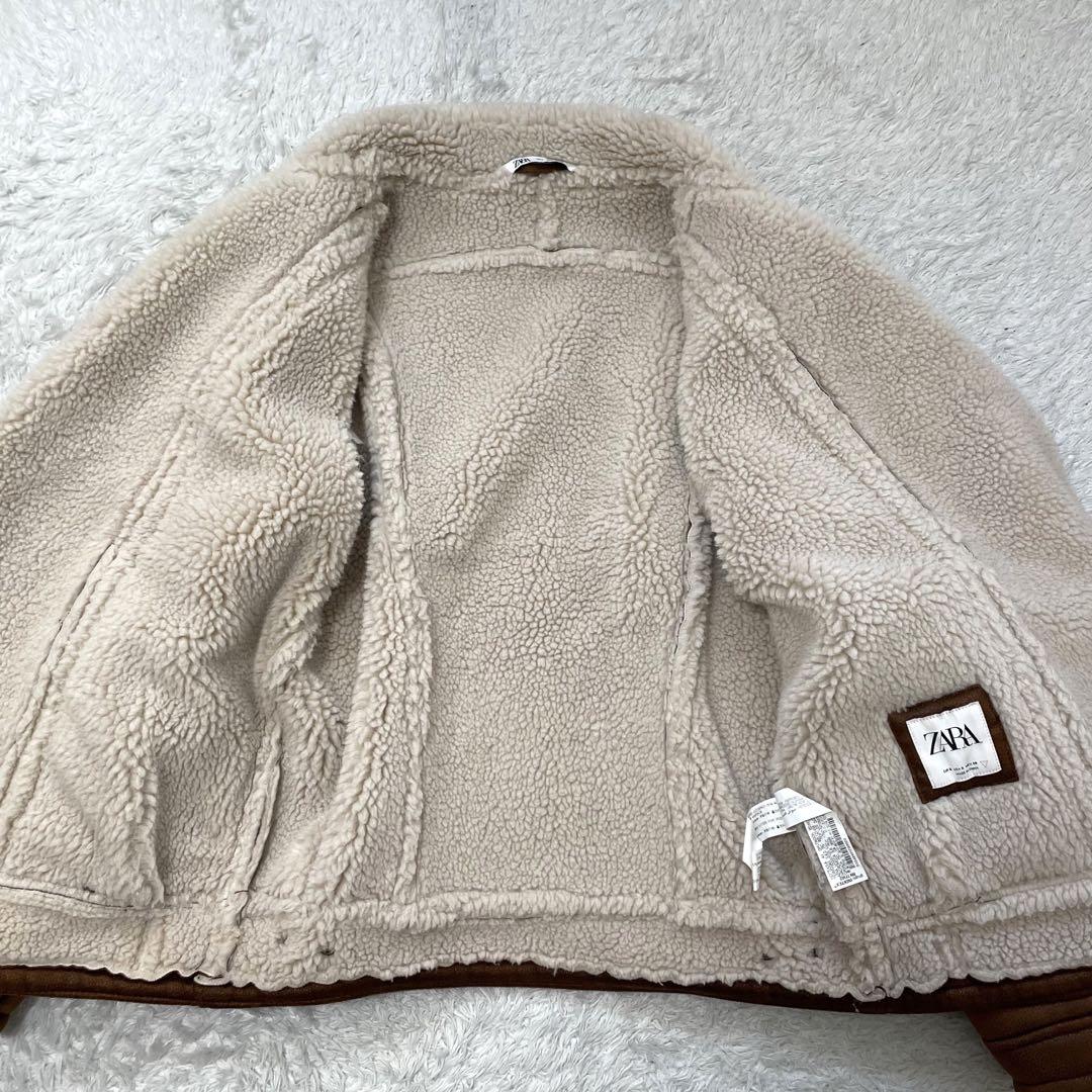 【美品】ザラ ZARA ムートンボアジャケット メンズ JPN：M ☆新品未使用☆ZARA ムートンボアジャケット フェイクレザー