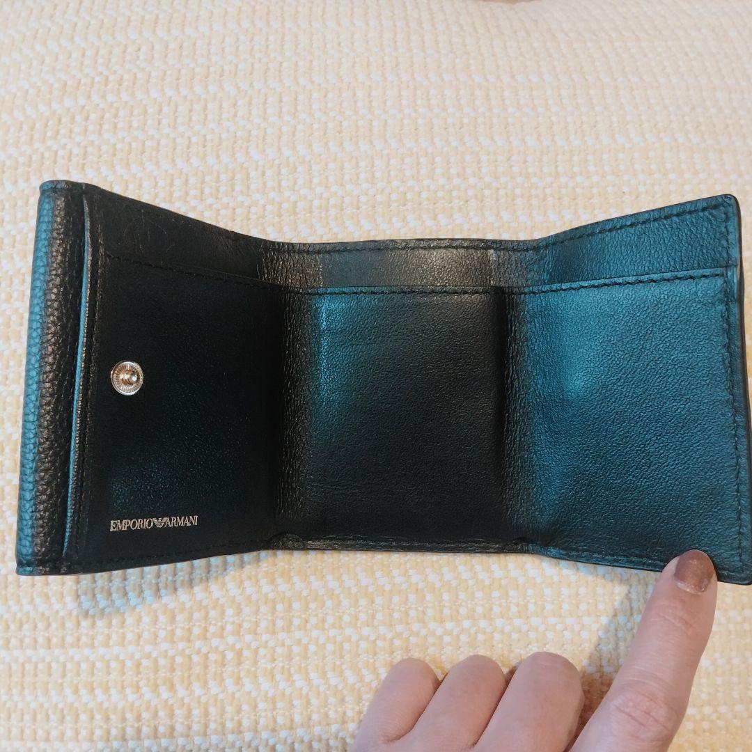 EMPORIO ARMANI ブラックレザー三つ折り財布