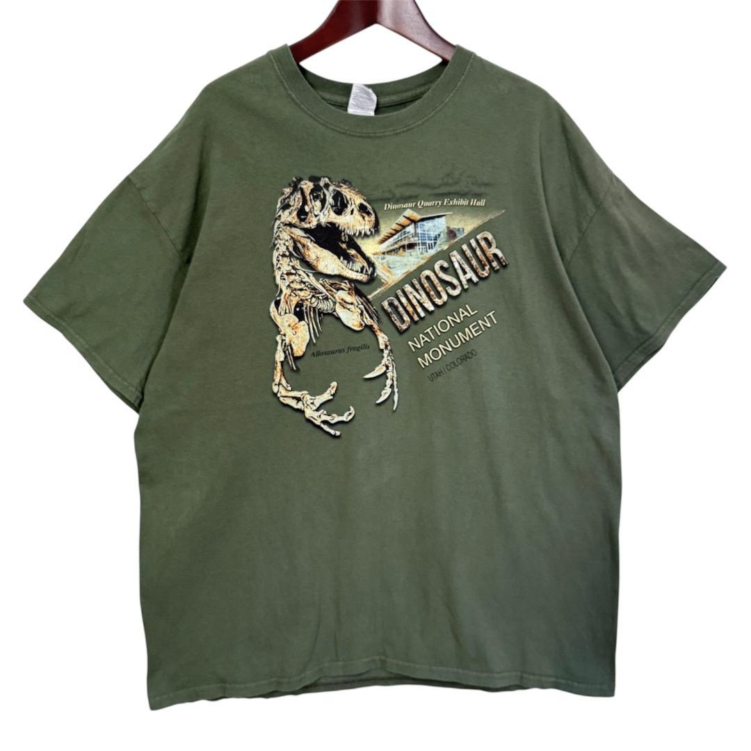 GILDAN アロサウルス 恐竜採石場 Tシャツ グリーン XL 海外古着