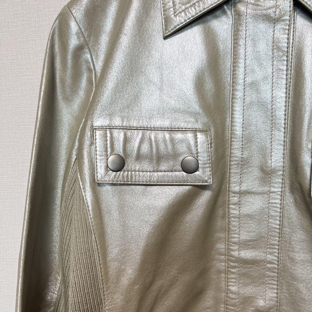 美品feel フィール　ジャケット【S】レザージャケット　ライトグリーン　豚皮