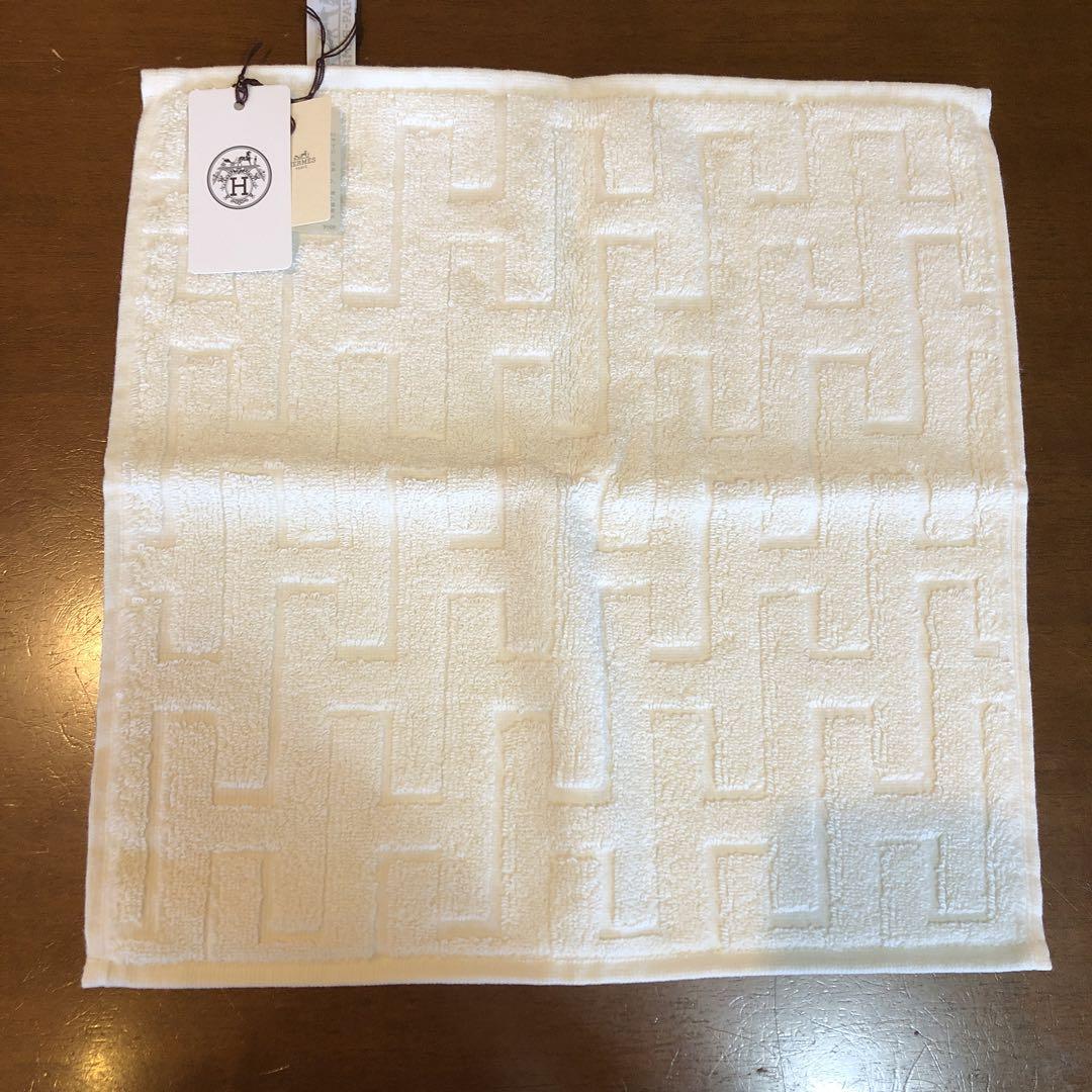 新品 HERMES エルメス ハンドタオル 白