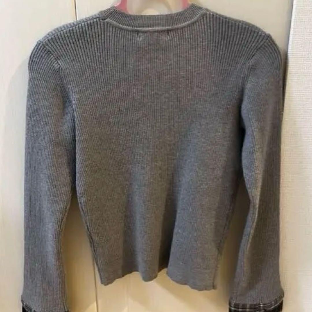 ♡Darich♡チェックカフスリボンニットトップス GRY ♡Darich♡チェックカフスリボンニットトップス GRY