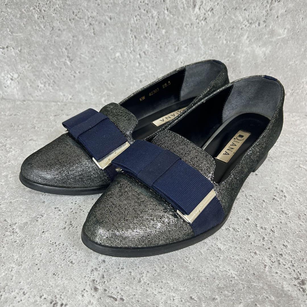 【美品】DIANA(ダイアナ) オペラシューズ パンプス ラメ リボン DIANA オペラシューズ 22.0 ラメ リボン グレー - メルカリ