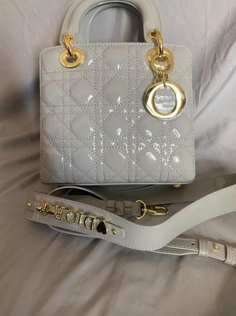 DIOR グレー エナメル ハンドバッグChristian Dior