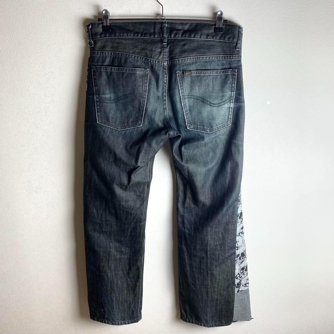【コーデ売り】リメイクデニム　ロンＴ　Y２Ｋ　ドクロ　スカル　ダメージ　古着