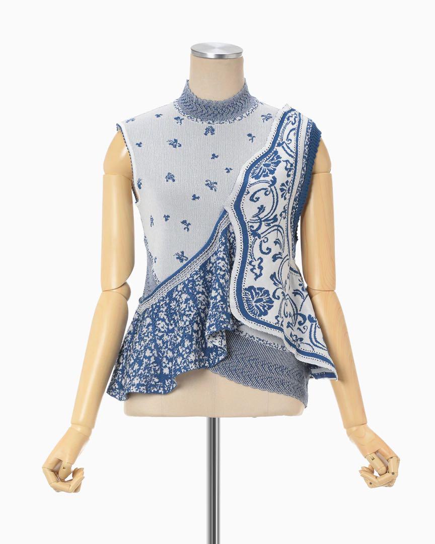 トップス mame Asymmetric Pattern Knitted Top