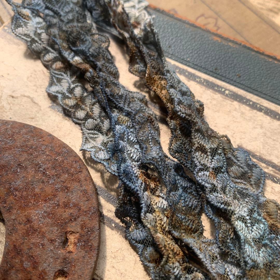 ジャンクジャーナル素材☆錆染×カラフル細めリーフチュールリボン