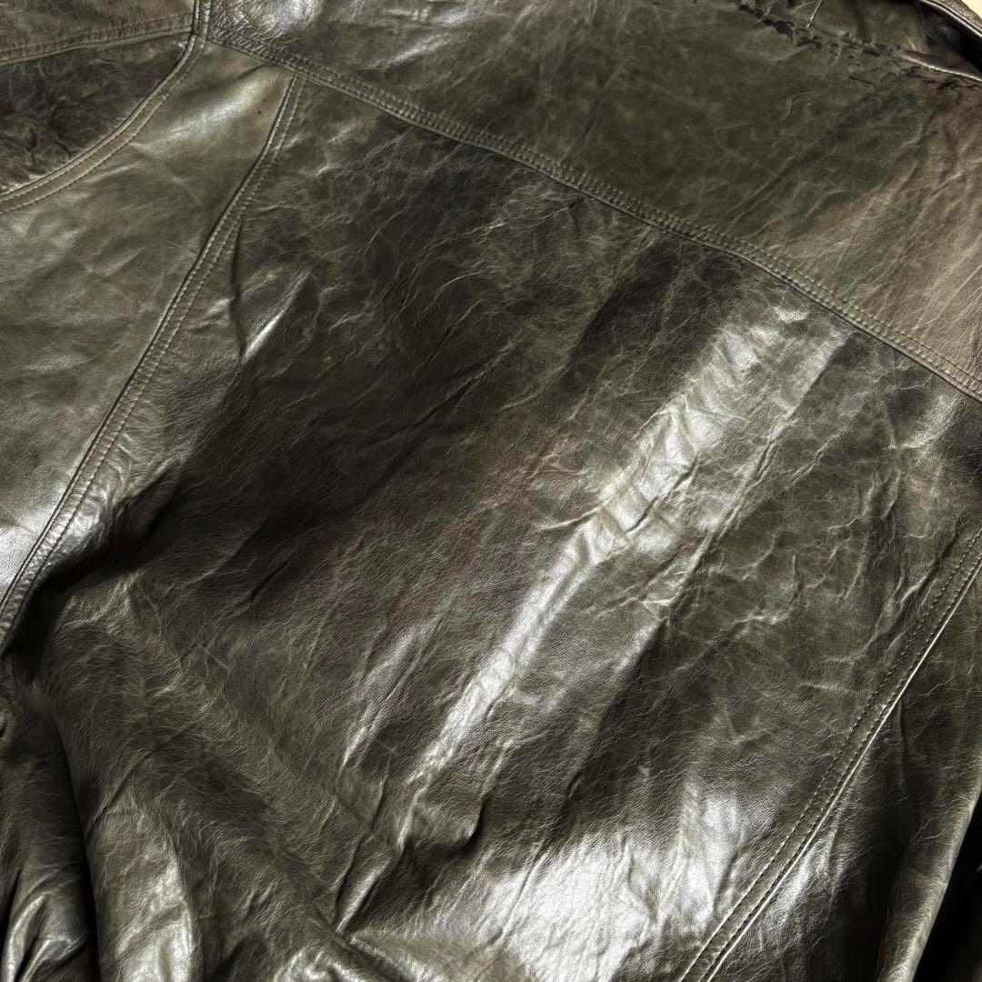 【90s vintage】レザーブルゾン　ムートン　スペイン産本革　短丈　古着