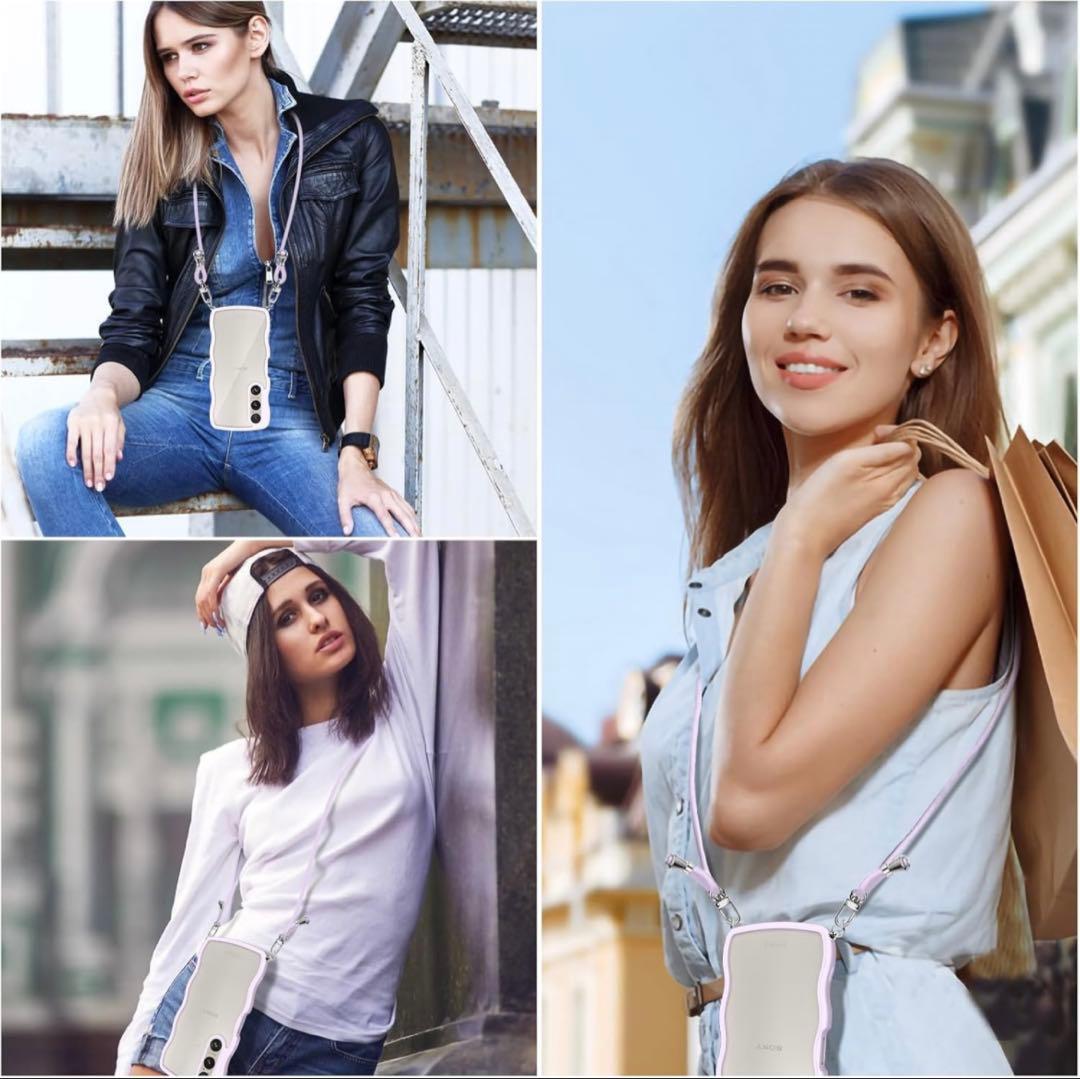 送料無料＆最短翌日配送！ Xperia1VIケース ショルダーストラップ付き パープル 推し活 送料無料！