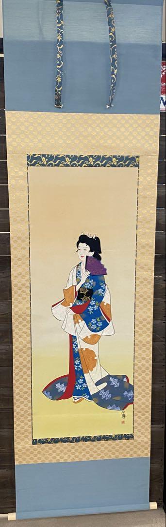 3-2304 掛軸 美人画 松壽？ - メルカリ