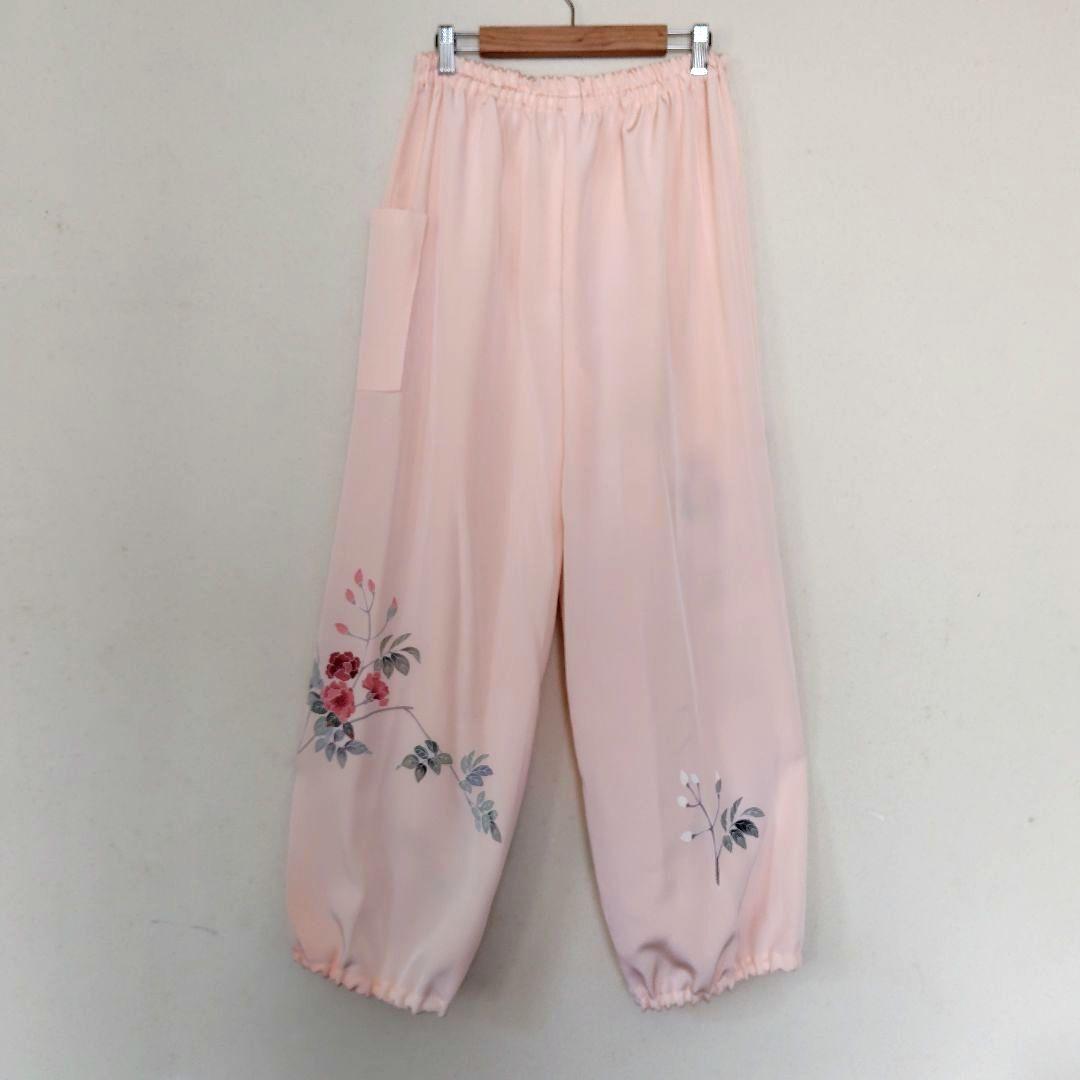 着物リメイクもんぺ【優】正絹 ハンドメイド ワイドパンツ