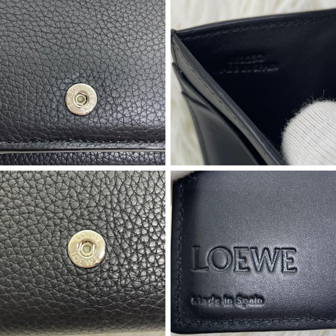 現行 美品 ロエベ 三つ折り財布 ブラック