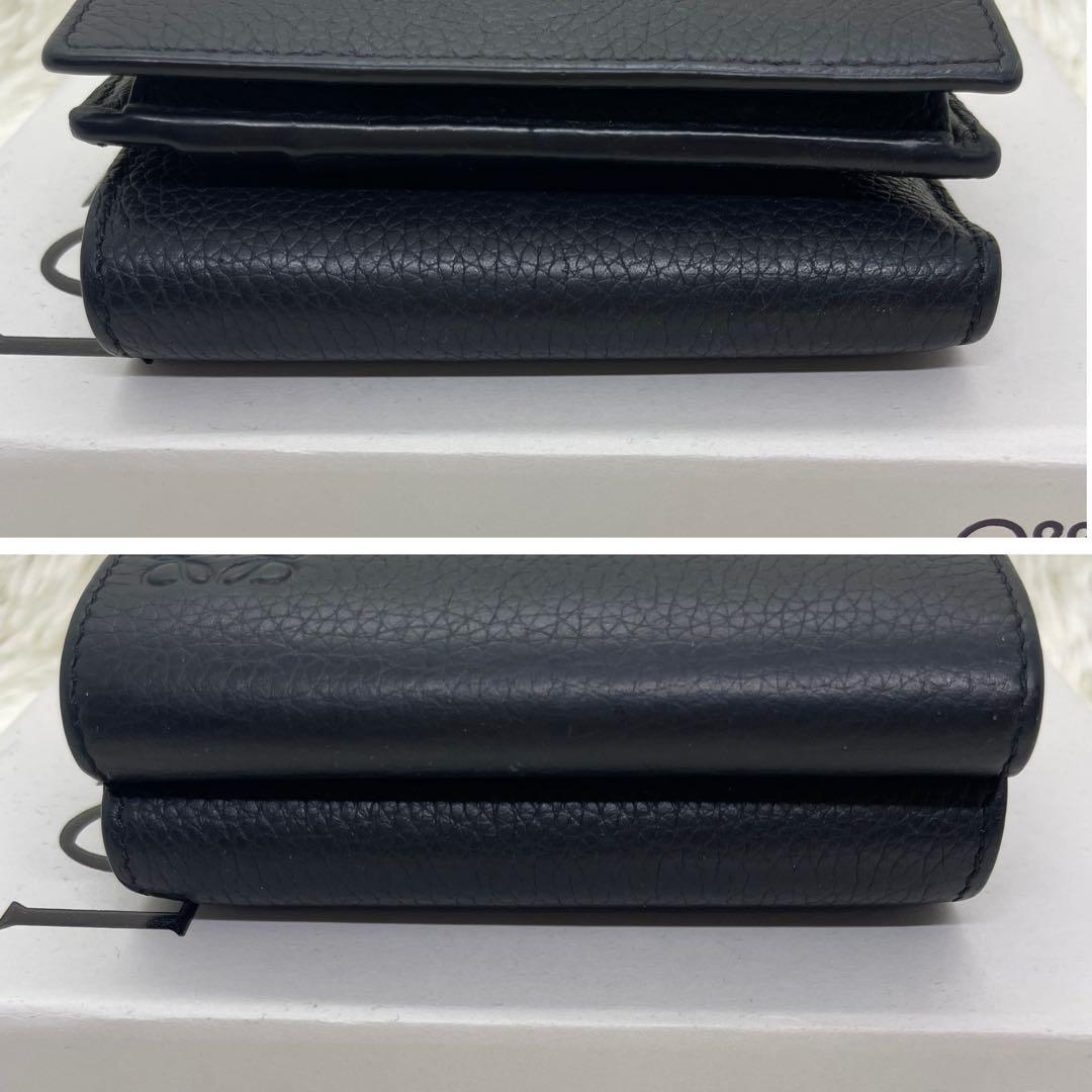 現行 美品 ロエベ 三つ折り財布 ブラック